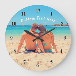 Custom Photo and Text - Your Own Design - Romantic Large Clock