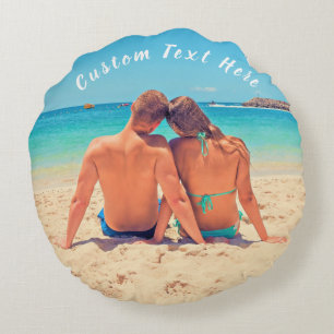 Custom Photo and Text - Your Own Design - Romantic Round Cushion