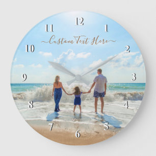 Custom Photo and Text - Your Own Design - Summer Large Clock