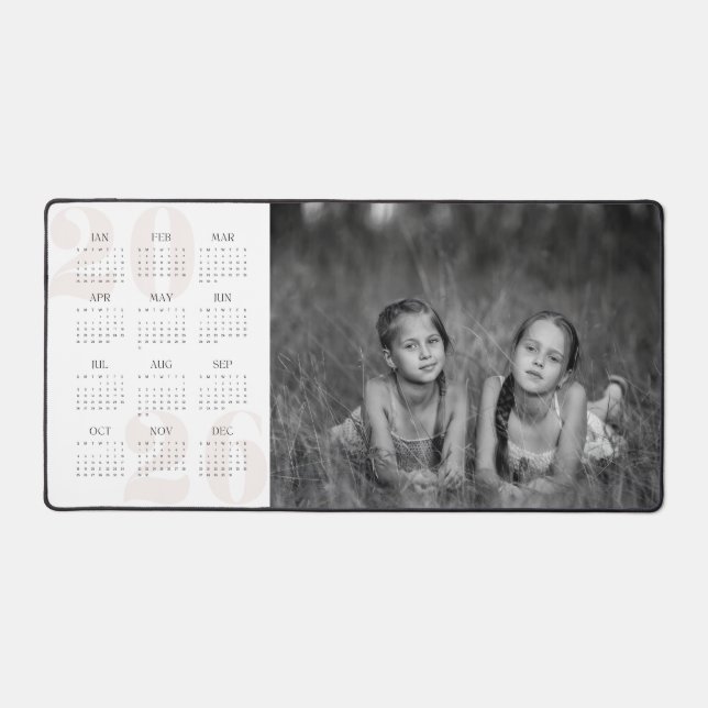 Custom Photo and Year Calendar 2026 Large Mouse Desk Mat (Front)