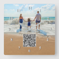 Custom Photo andQR Code Info Clock Family Design 