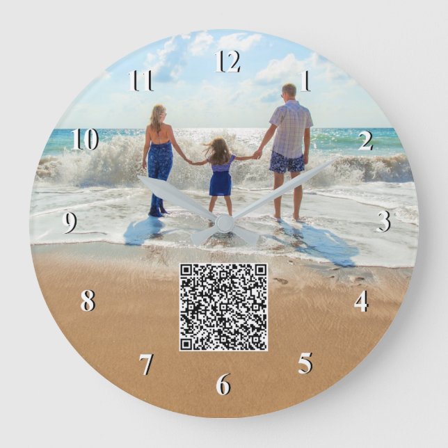 Custom Photo andQR Code Info Clock - Your Design  (Front)