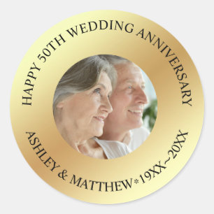 Custom Photo Anniversary Classic Round Sticker
