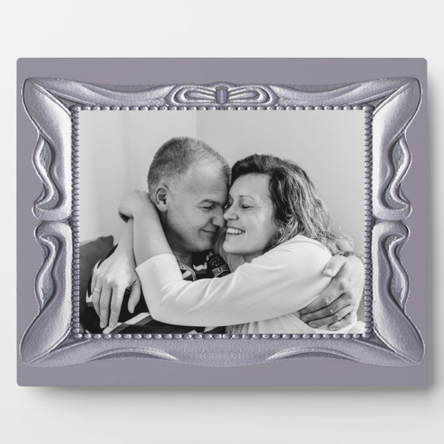 Custom Photo Anniversary Fancy Silver Frame Plaque (Front)