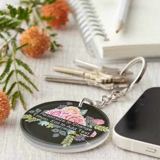 Custom Photo Art Name Monogram Acrylic RD One Side Key Ring