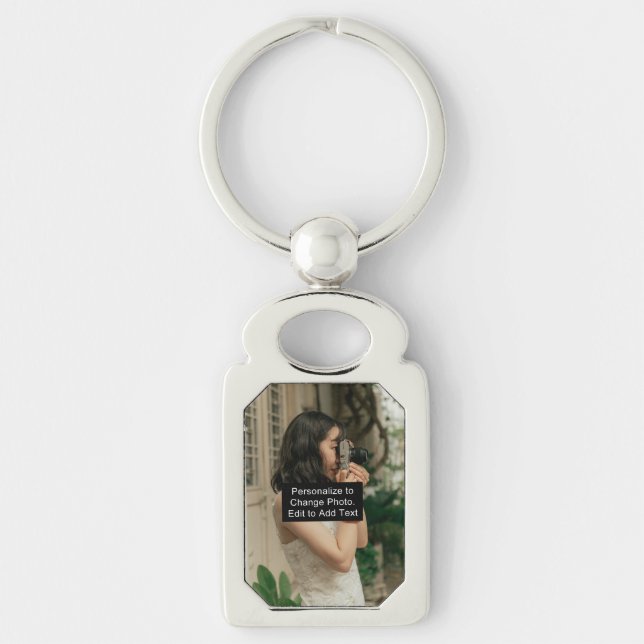 Custom Photo Art Name Monogram Quote Rectangle Key Ring (Front)