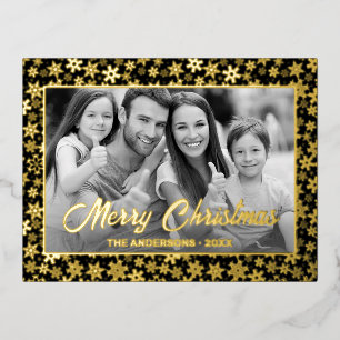Custom Photo   Auto Convert pic to Black and White Foil Holiday Postcard