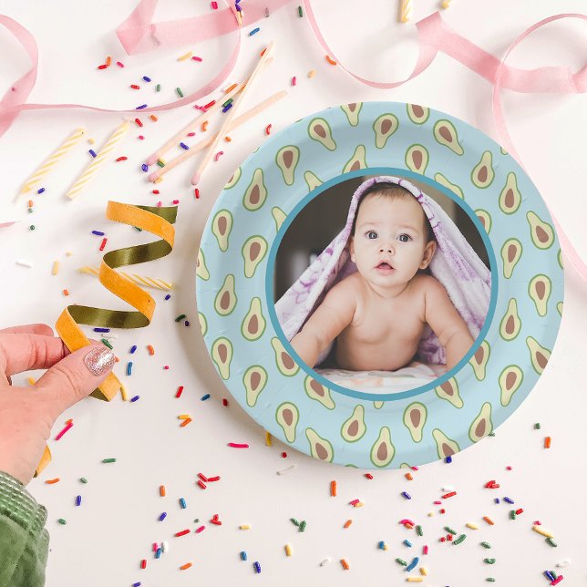 Custom Photo Avocado Pattern Party Paper Plate (Custom Photo Avocado Pattern Party Paper Plates)