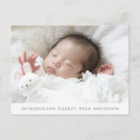 Custom Photo Baby Birth Announcement