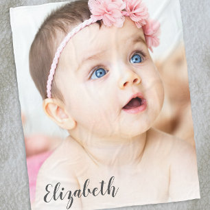 Custom Photo Baby Family Name Fleece Blanket