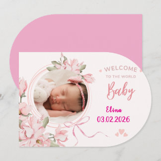 Custom Photo Baby Girl Birth Announcement Card