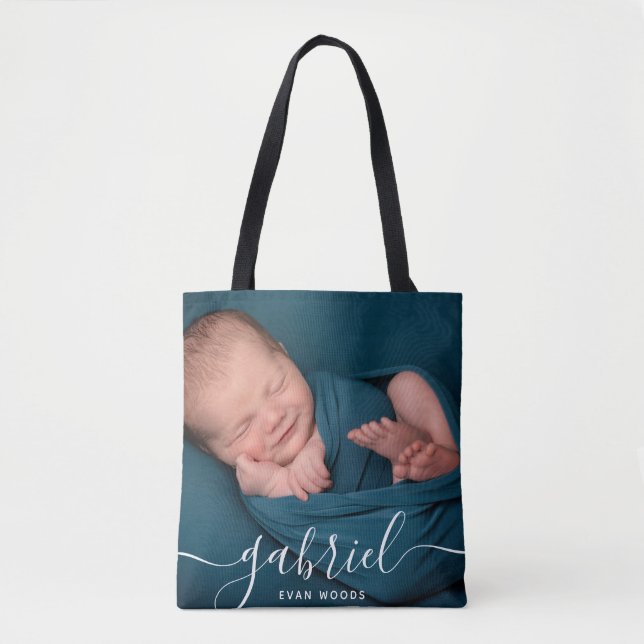 Custom Photo Baby Name  Baby Accessories Tote Bag (Front)