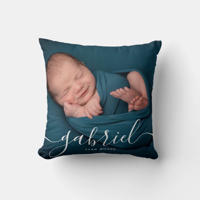 Custom Photo Baby Name Template Keepsake   Cushion (Front)