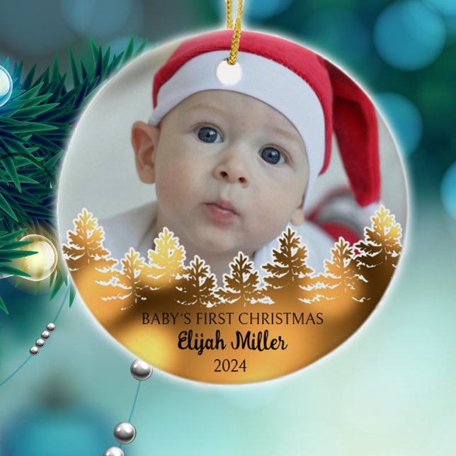 Custom Photo Baby´s First Christmas  Ceramic Tree Decoration (Creator Uploaded)