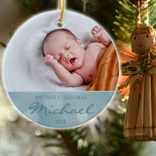 Custom Photo Baby´s First Christmas  Ceramic Tree Decoration