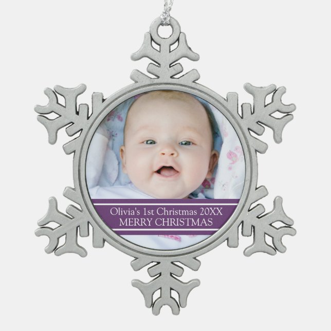 Custom Photo Baby's 1st Christmas Ornament (Front)