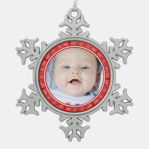 Custom Photo Baby's 1st Christmas Ornament Red