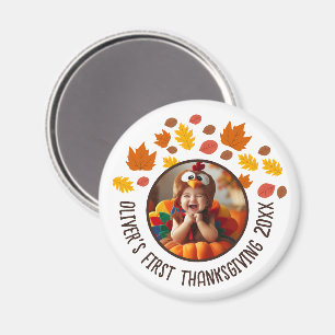 Custom Photo Baby's 1st Thanksgiving Fall Gift Magnet