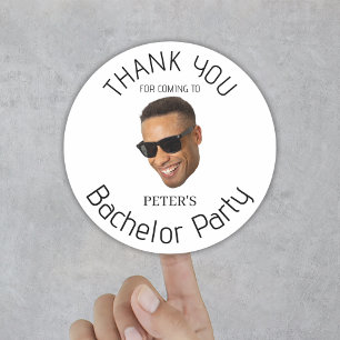 Custom Photo Bachelor Party Thank You Classic Round Sticker