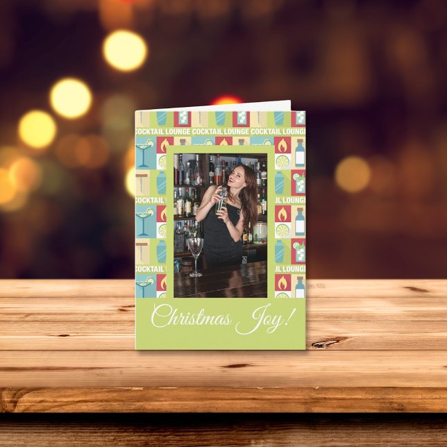 Custom Photo Bartender Christmas Joy Holiday Card (Creator Uploaded)