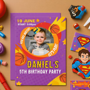 Custom Photo Basketball Birthday Party Invitation 