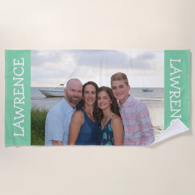 Custom photo beach towel mint - personalised gift (Front)