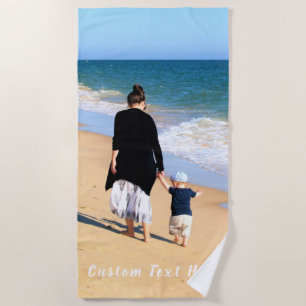 Custom Photo Beach Towel with Text Personalised