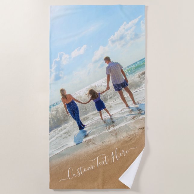 Custom Photo Beach Towel Your Own Design with Text (Front)