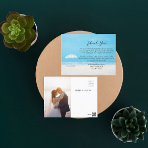 Custom Photo Beach Wedding Thank You Postcard