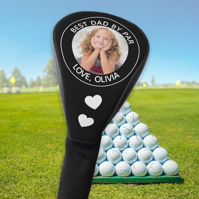 Custom Photo Best Dad By Par Black White Golf Head Cover (Creator Uploaded)