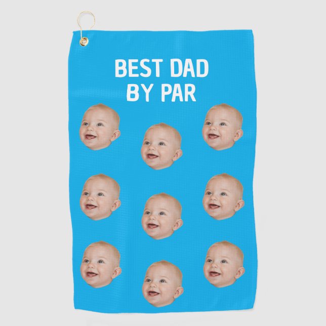 Custom Photo Best Dad By Par Personalised Baby Golf Towel (Front)