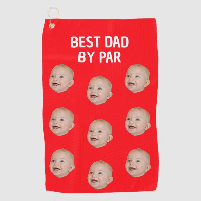 Custom Photo Best Dad By Par Personalised Baby Golf Towel (Front)