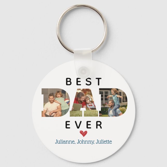 CUSTOM Photo Best DAD Ever Father's Day Gift Key Ring (Front)
