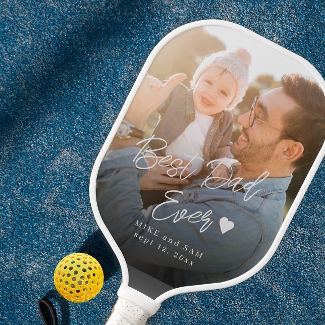 Custom photo best dad ever script name  pickleball paddle (Creator Uploaded)