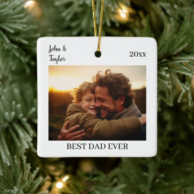 Custom Photo | Best Dad Gift | Memory Christmas Ceramic Ornament (Tree)