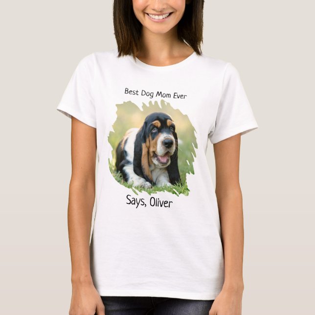 Custom Photo Best Dog Mum T-Shirt (Front)
