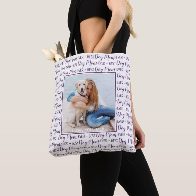 Custom Photo Best Dog Mum Tote Bag (Close Up)