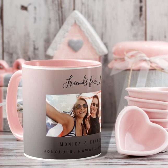 Custom photo best friends for life black brown mug (Creator Uploaded)