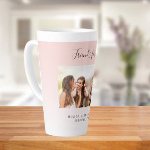 Custom photo best friends for life blush pink latte mug