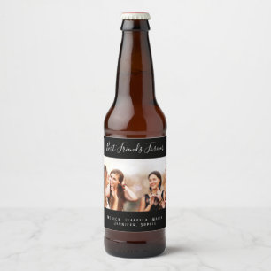 Custom photo best friends forever besties black beer bottle label