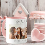 Custom photo best friends forever names coffee mug<br><div class="desc">A gift for your best friend(s) for birthday favour,  Christmas or a special event. Black text: Best Friends Forever,  written with a trendy hand lettered style script. Personalise and use your own photo and names. A chic white background.</div>