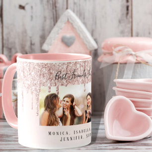 Custom photo best friends forever pink mug