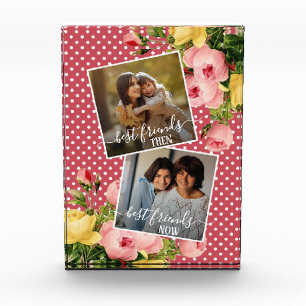 Custom Photo Best Friends Then And Now Pink Floral