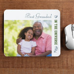 Custom Photo - Best Grandad in the Universe Mouse Pad<br><div class="desc">Personalise this fresh and modern mouse pad for your grandad (grandpa, nonno, papa etc). The template is set up ready for you to add your own photo and edit the sample wording if you wish. Sample text currently reads "Best Grandad in the universe". The design has a trendy colour palette...</div>