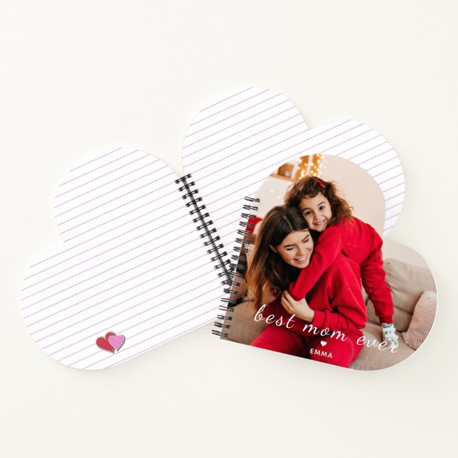 Custom Photo Best Mom Ever Cute Heart  Notebook (Inside)