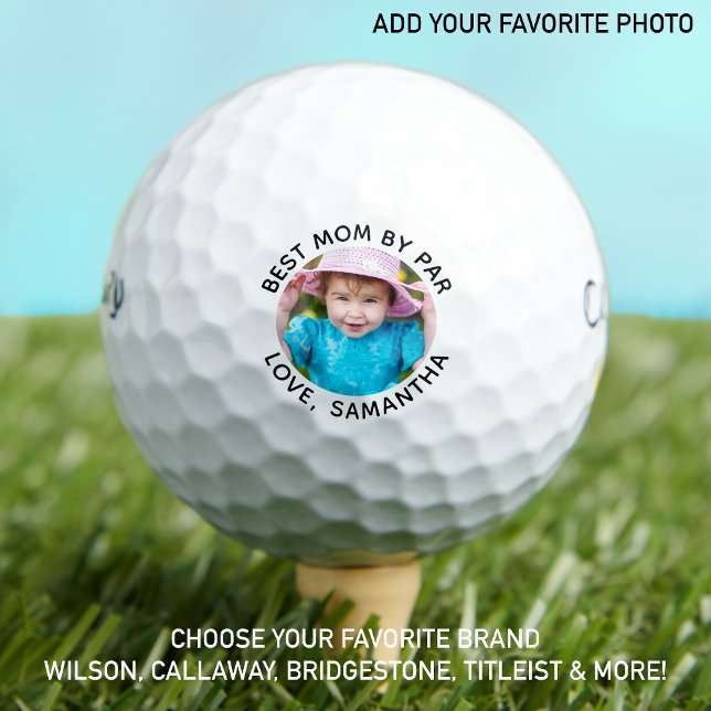 Custom Photo Best Mum By Par Black White Golf Balls (Creator Uploaded)
