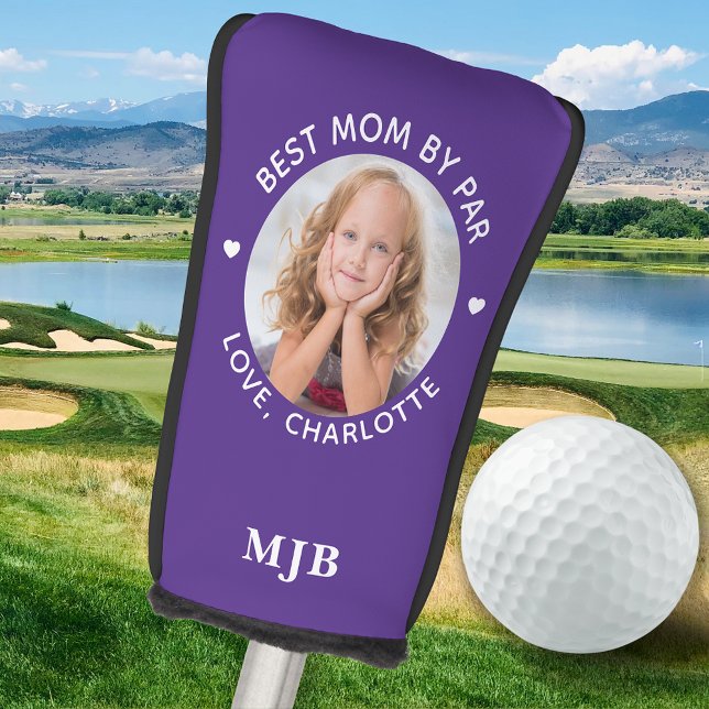 Custom Photo Best Mum Ever By Par Modern Purple Golf Head Cover (Creator Uploaded)
