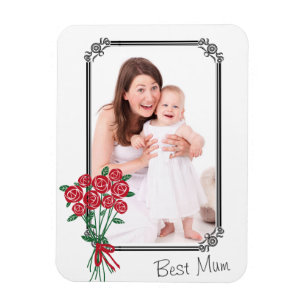 Custom Photo Best Mum Rose Bouquet Magnet