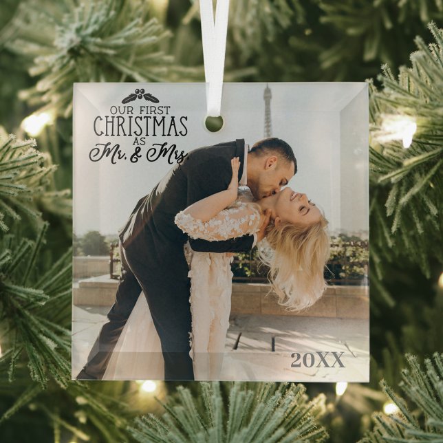 Custom Photo Beveled Glass Christmas Ornament (Creator Uploaded)