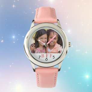Custom photo BFF best friends forever girl pink Watch